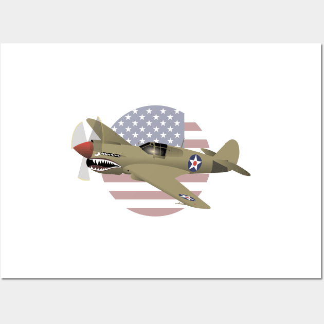 WW2 P-40 Warhawk Airplane Wall Art by NorseTech